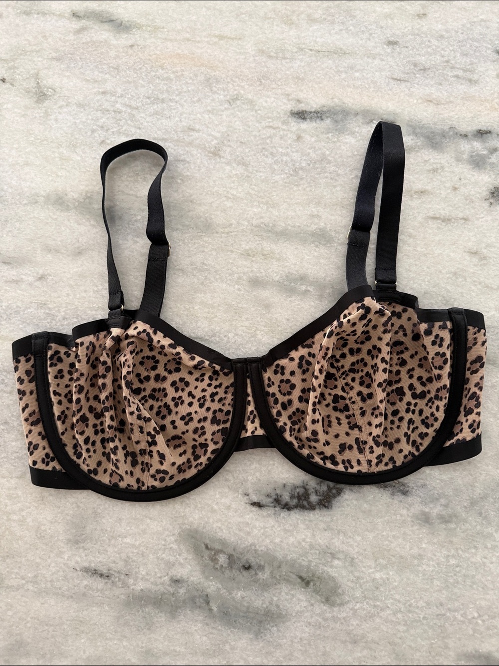The Balconette Mesh Underwire Bra in Leopard Print - Picture 3 of 6